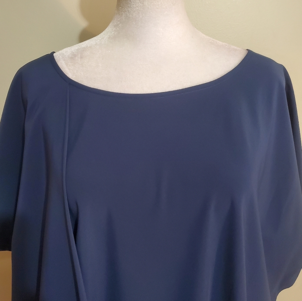 Soft Surroundings Go Lively blue dolman short sleeve draped front tunic top S - Picture 5 of 12